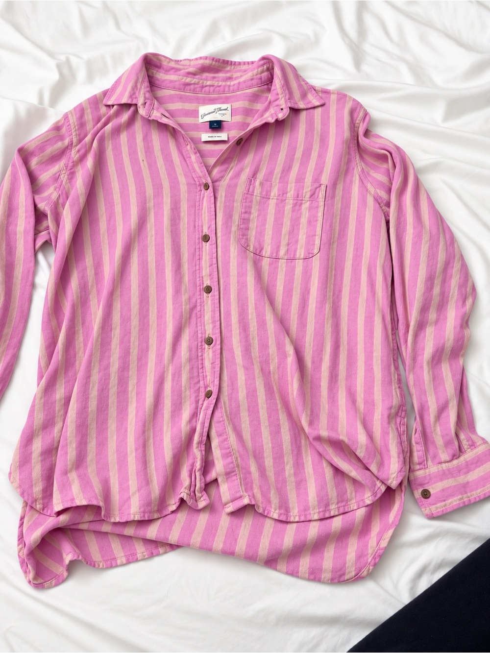 Universal Thread Pink and Cream Vertical Stripe Button-Down Shirt